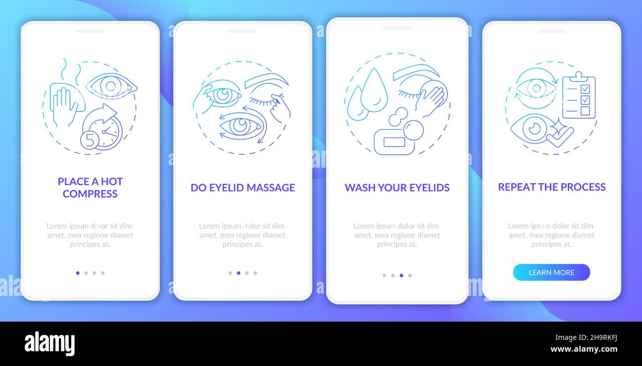 Cleansing eyes onboarding mobile app page screen Stock Vector
