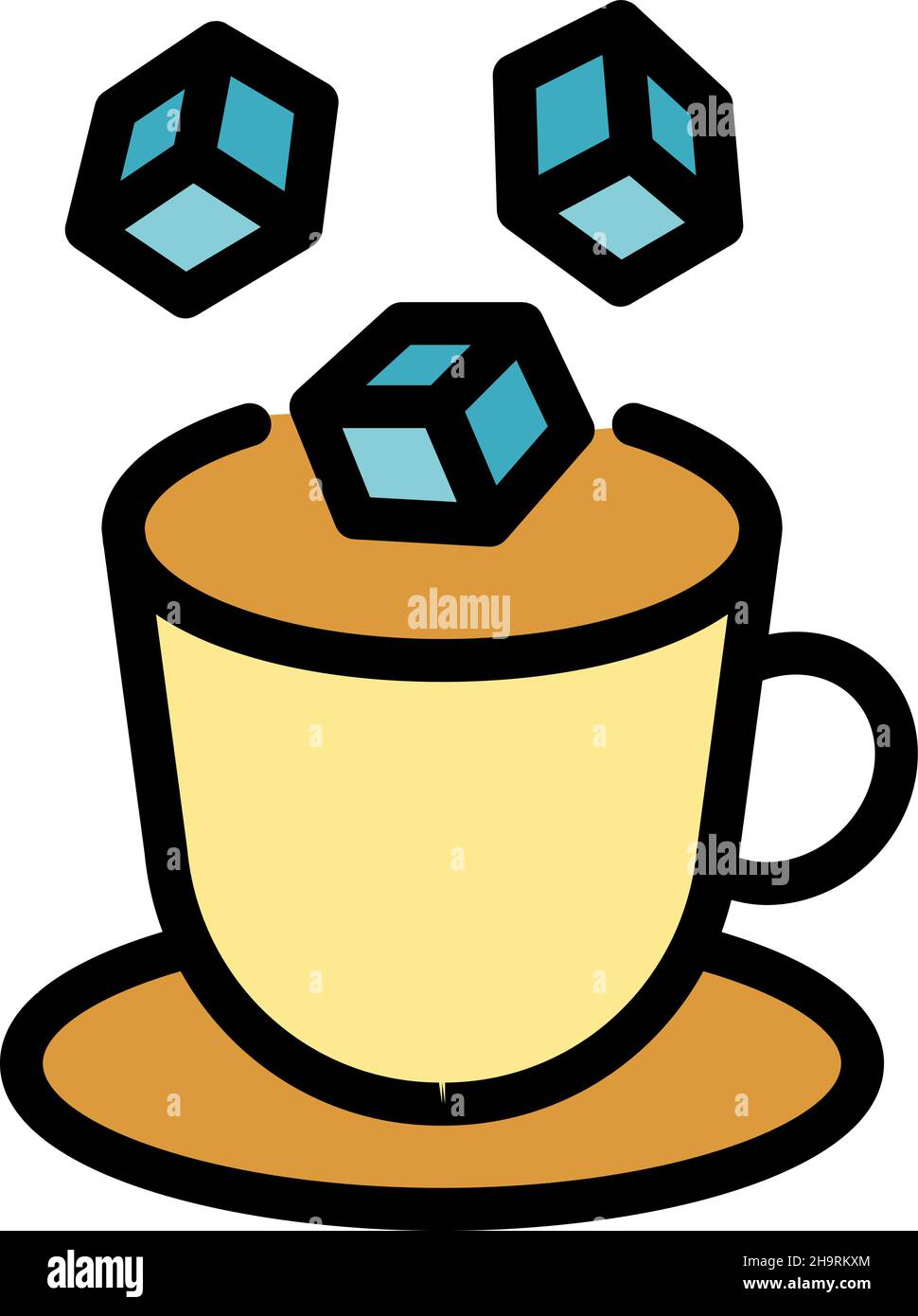Tea sugar cubes icon. Outline tea sugar cubes vector icon color flat isolated Stock Vector
