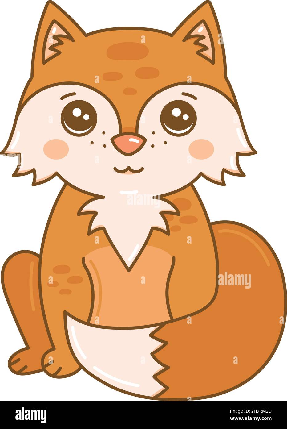 Cute baby fox animal vector illustration drawing Stock Vector