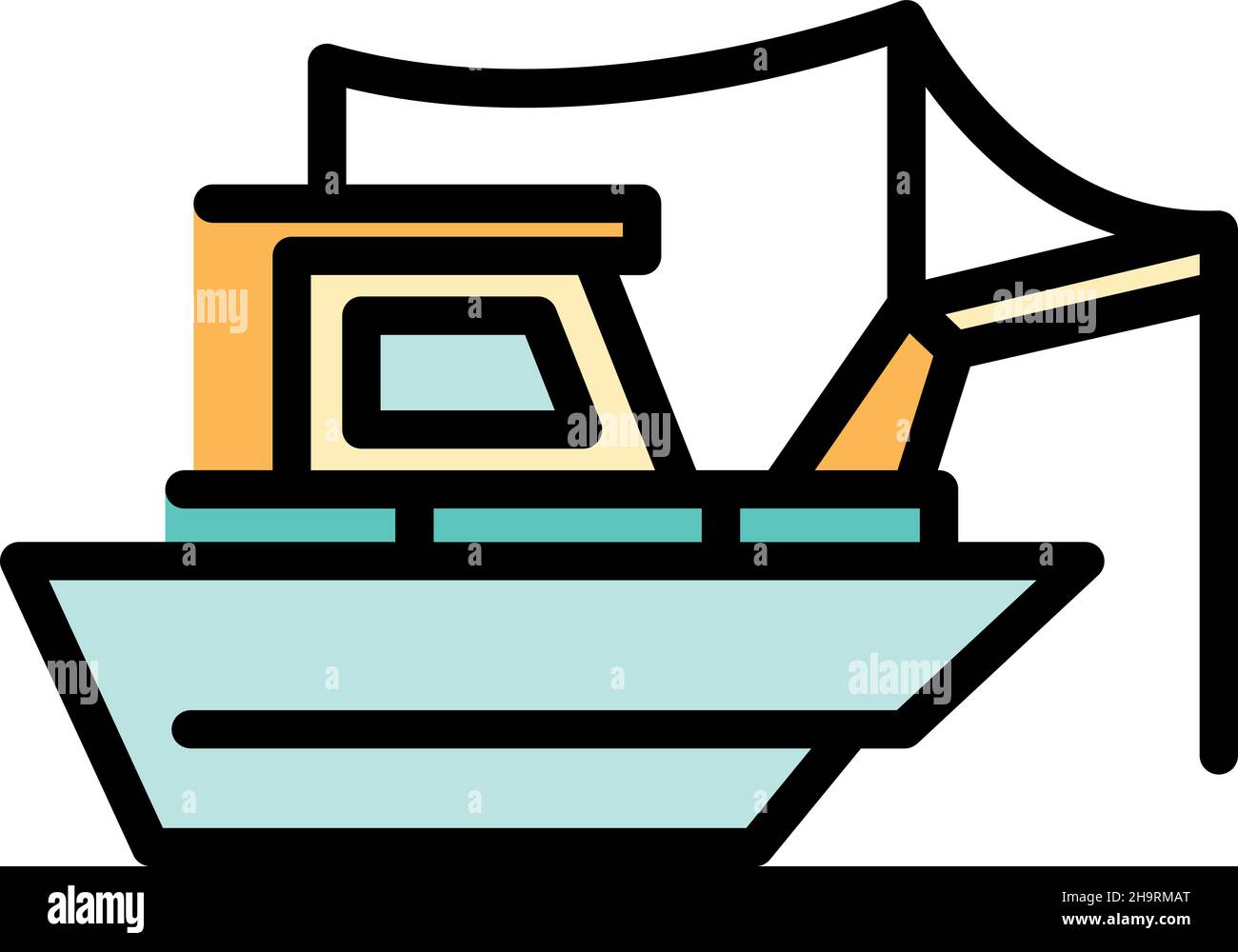 Sea fishing ship icon. Outline sea fishing ship vector icon color flat ...