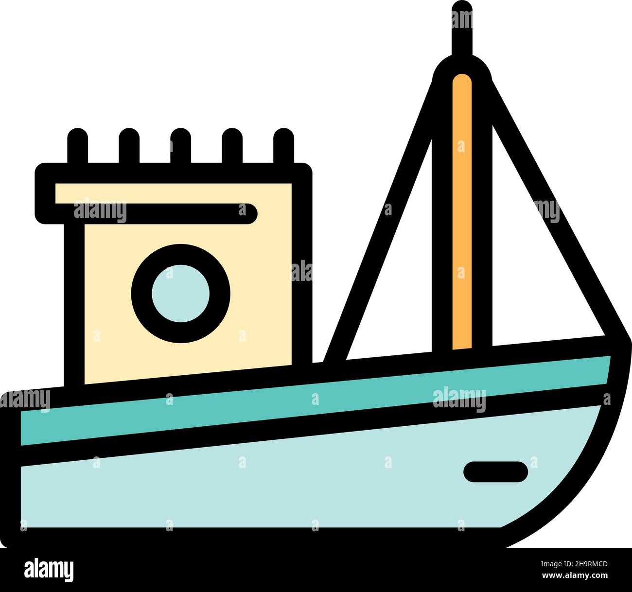 Nautical fishing boat icon. Outline nautical fishing boat vector icon ...