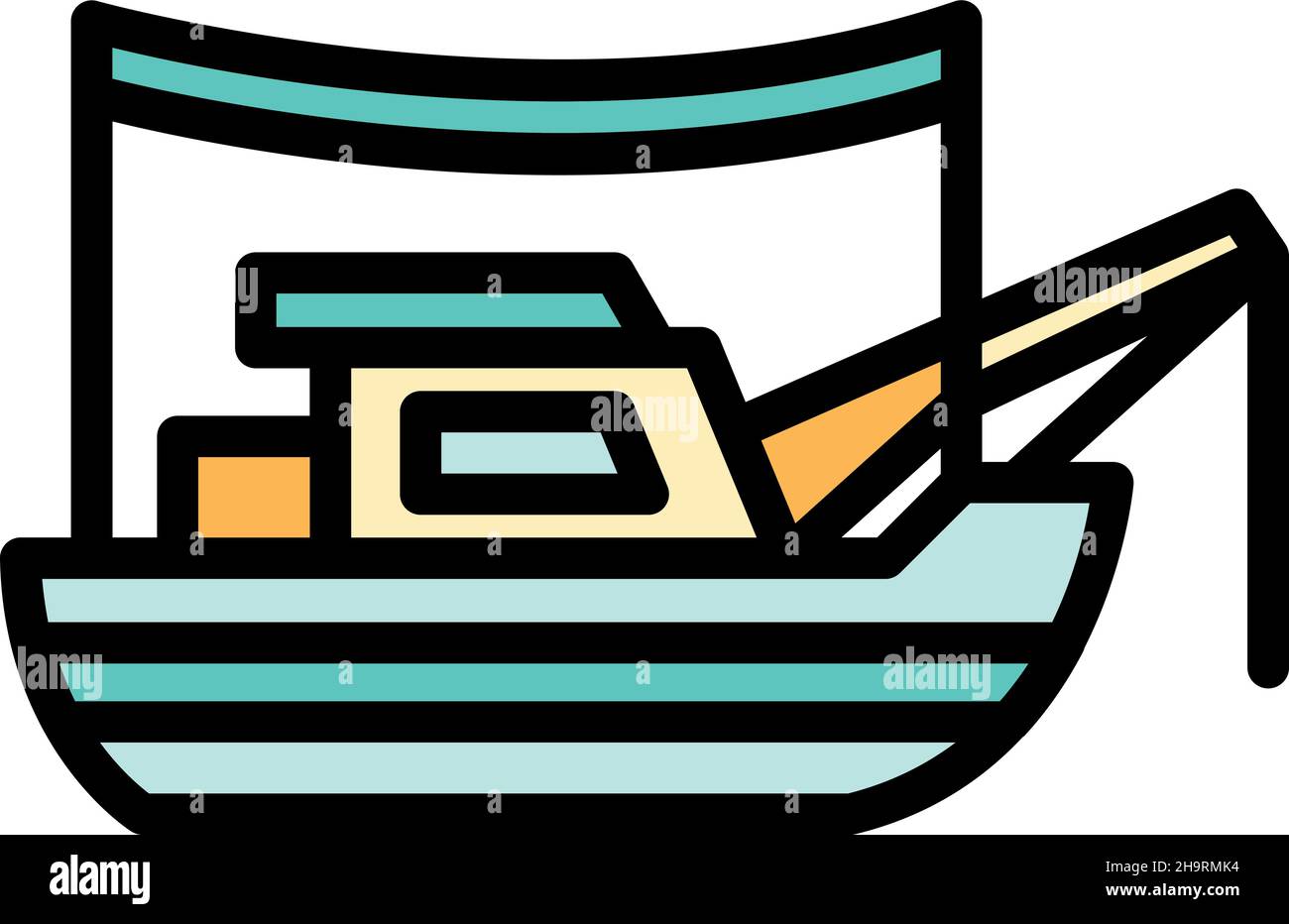Fishing boat icon. Outline fishing boat vector icon color flat isolated ...