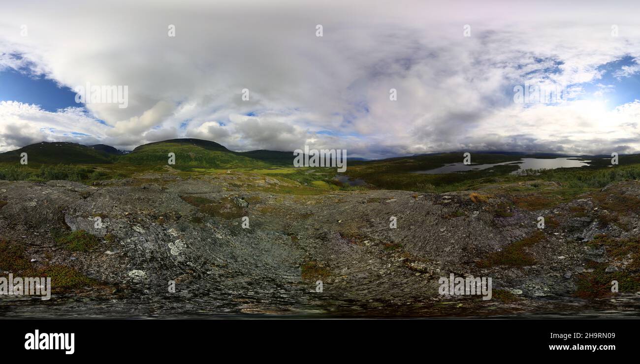Spherical panorama view from the mountain Vadvevaras Vadvetjakka