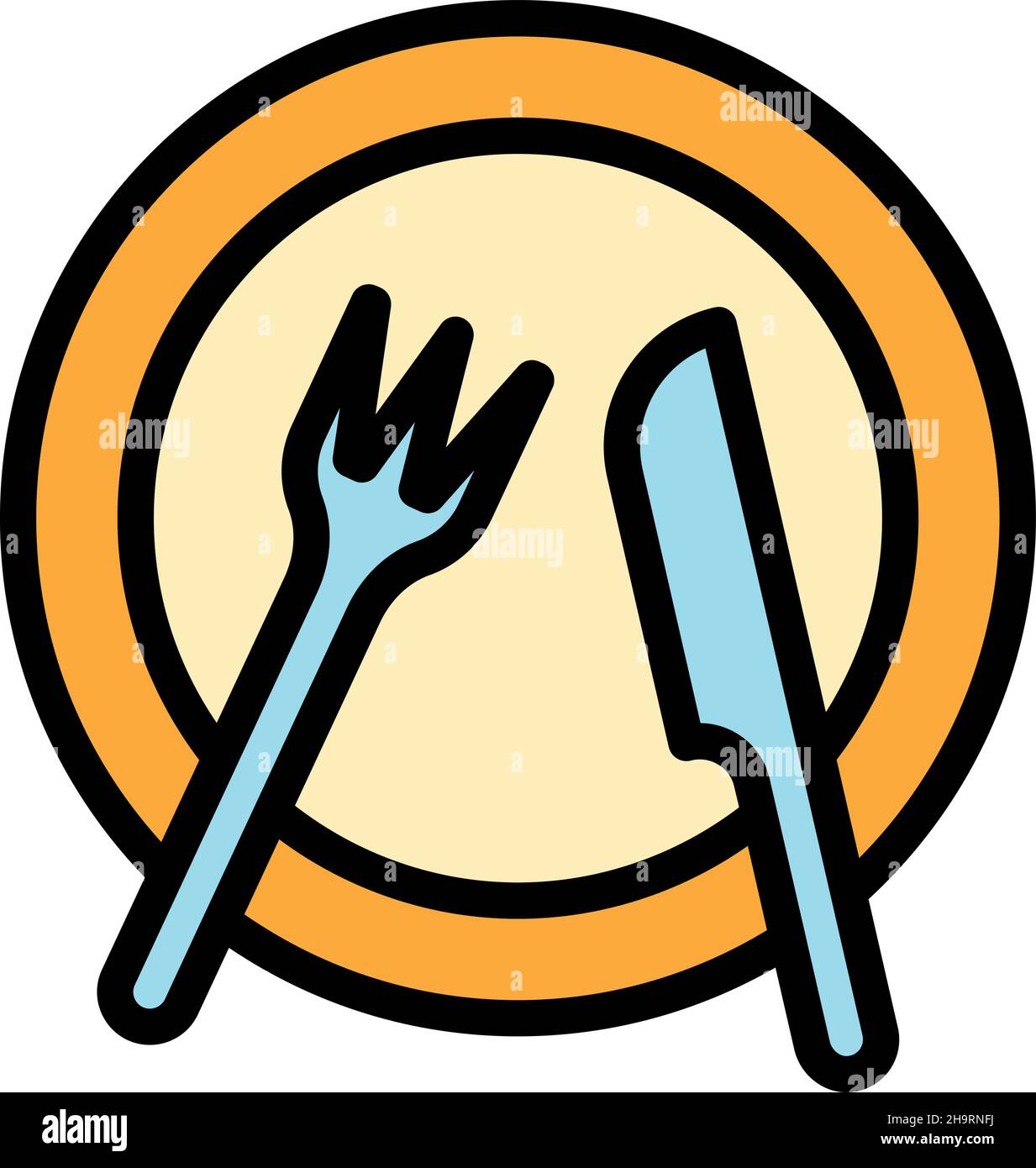 Lunch plate icon. Outline lunch plate vector icon color flat isolated