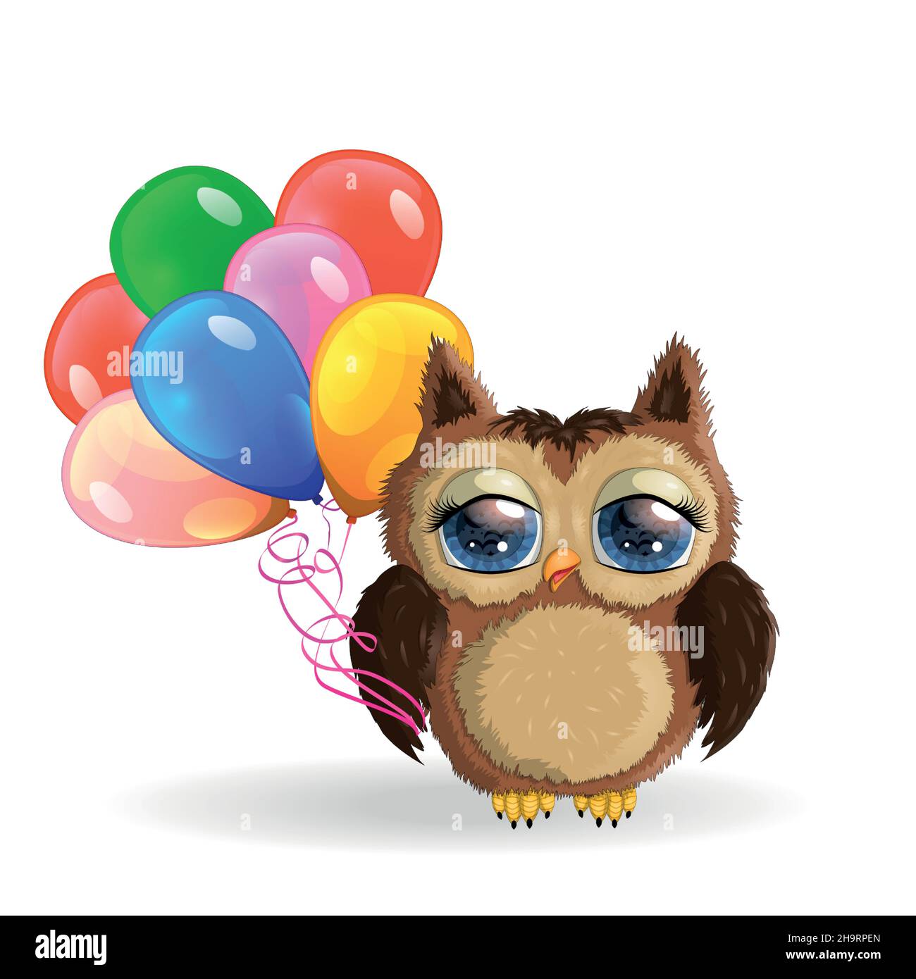 Cute Cartoon Owl Girl with a balloon Stock Vector Image & Art - Alamy