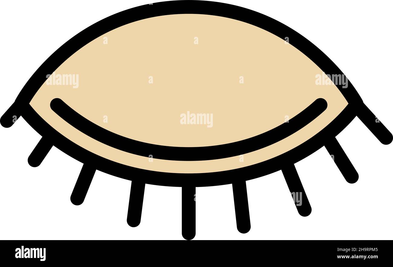 Closed eye icon. Outline closed eye vector icon color flat isolated