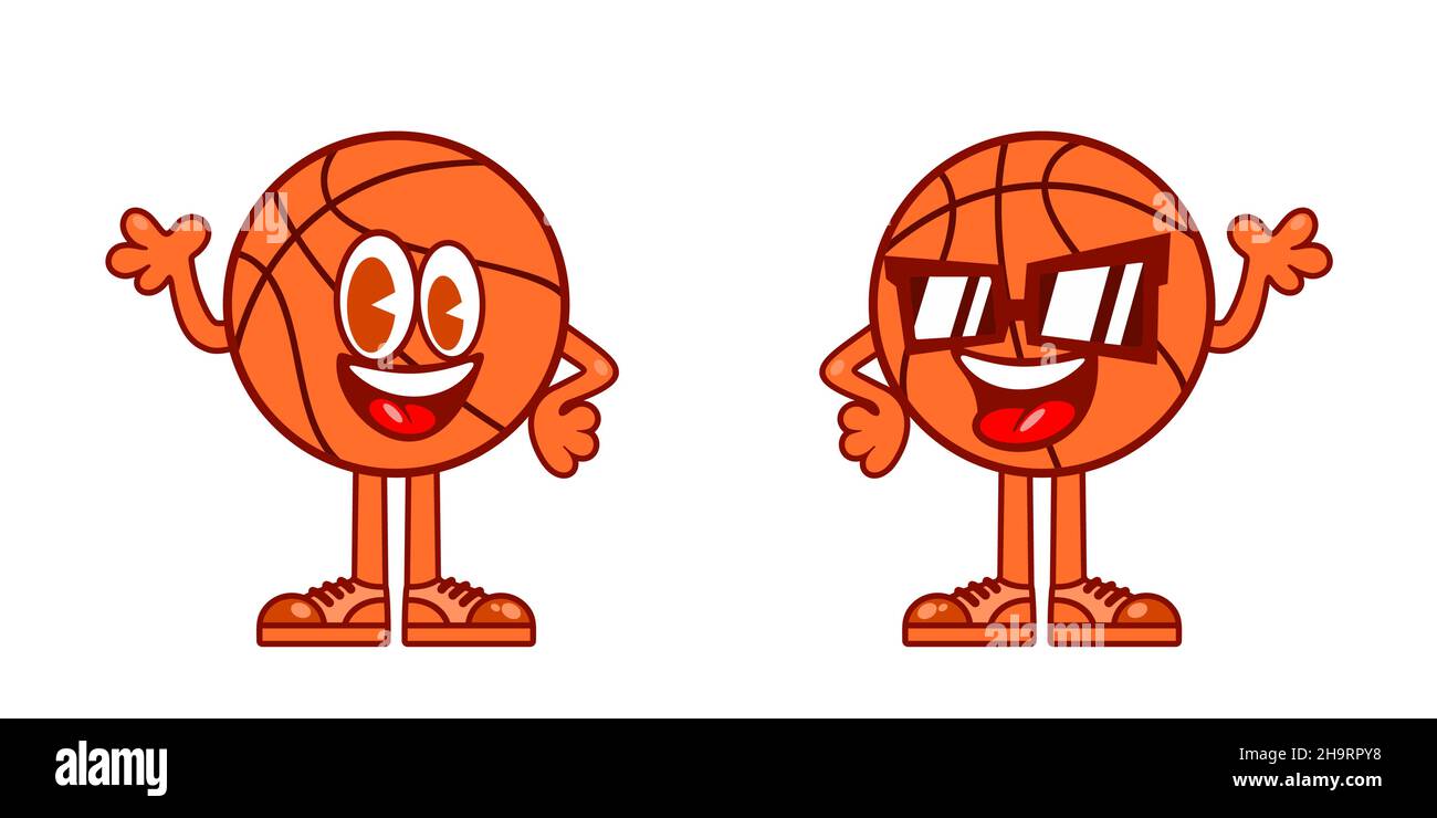 Simple Flat Basketball Cartoon Mascot Characters Vector Stock Vector