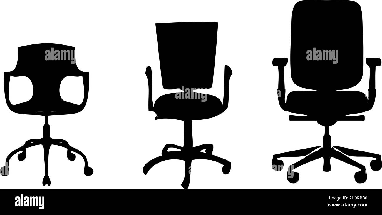 Office chairs collection set silhouette vector illustration isolated Stock Vector