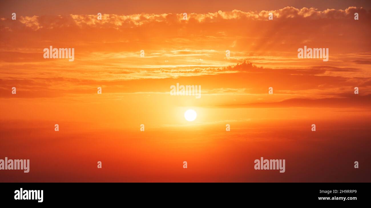 Fiery orange sunset sky. Beautiful sky Stock Photo - Alamy