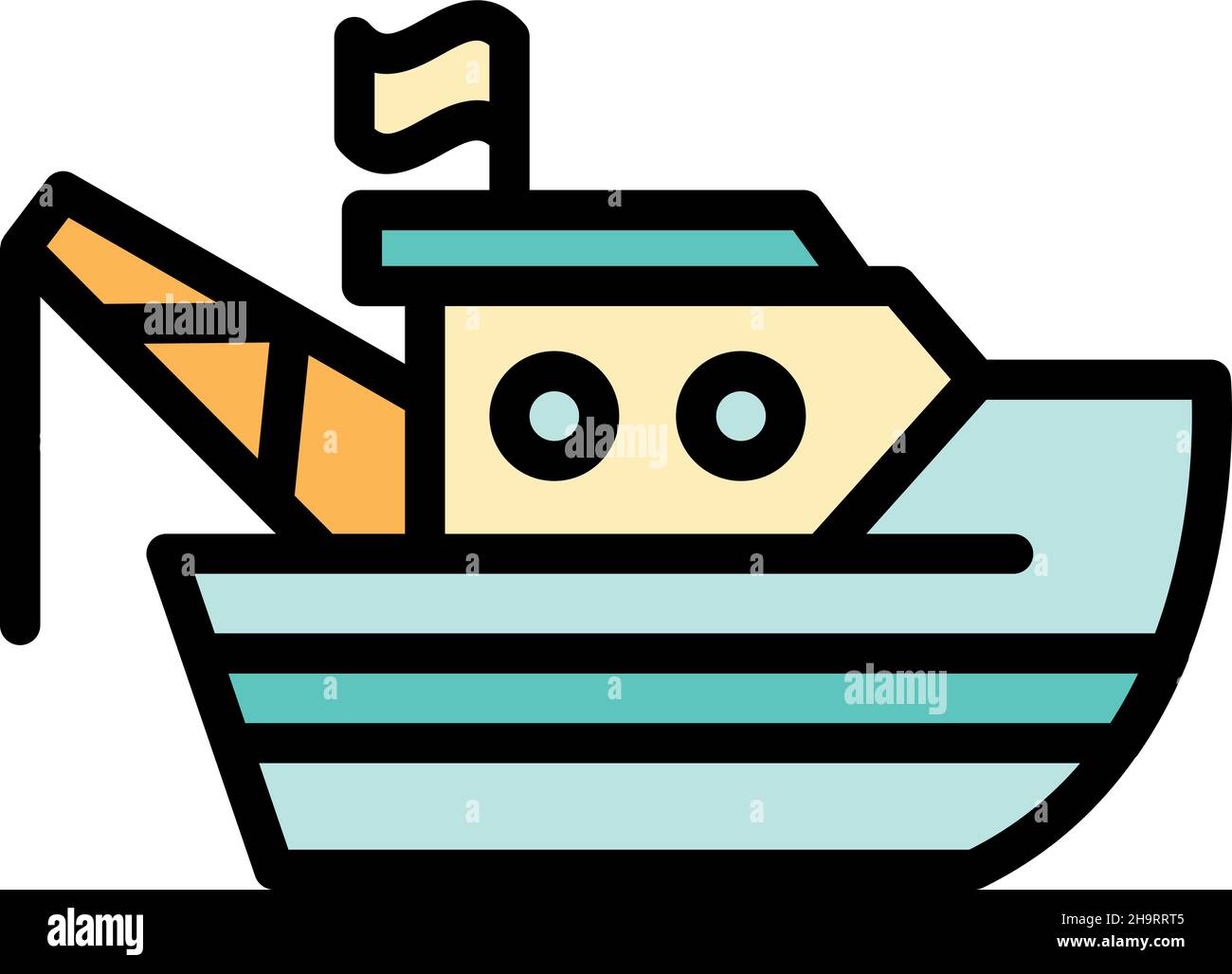 Crane fishing ship icon. Outline crane fishing ship vector icon color ...