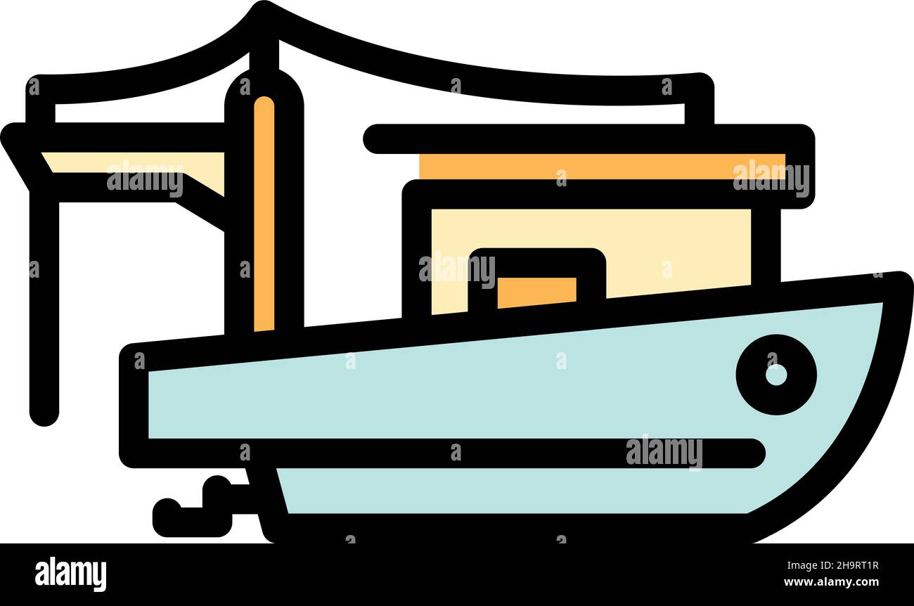 Commercial fishing boat icon. Outline commercial fishing boat vector ...