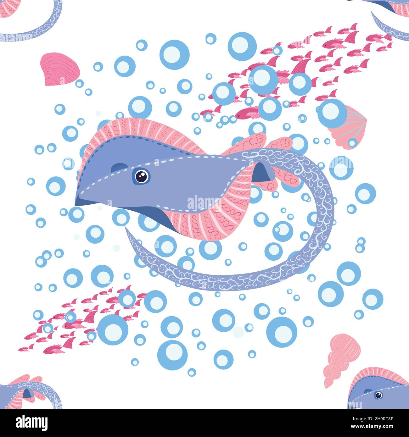 Batomorphi sea life, fish, animals bright seamless pattern. sea travel ...