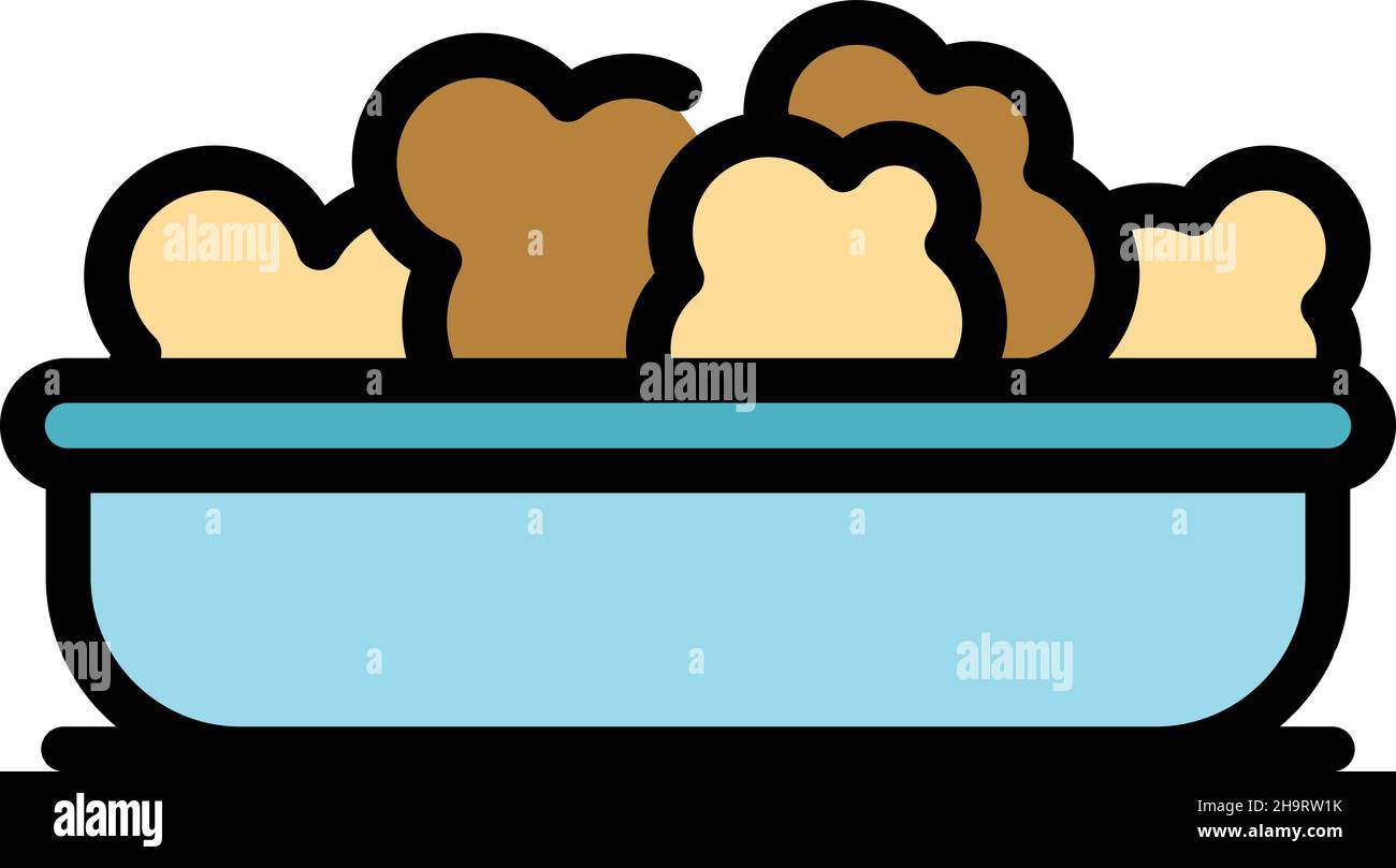 Popcorn bowl icon. Outline popcorn bowl vector icon color flat isolated