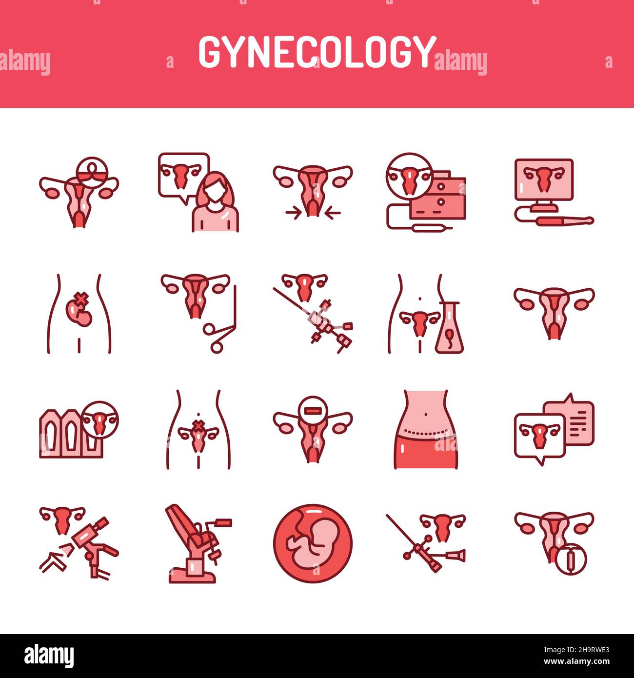 Gynecology color line icons set. Isolated vector element. Outline ...