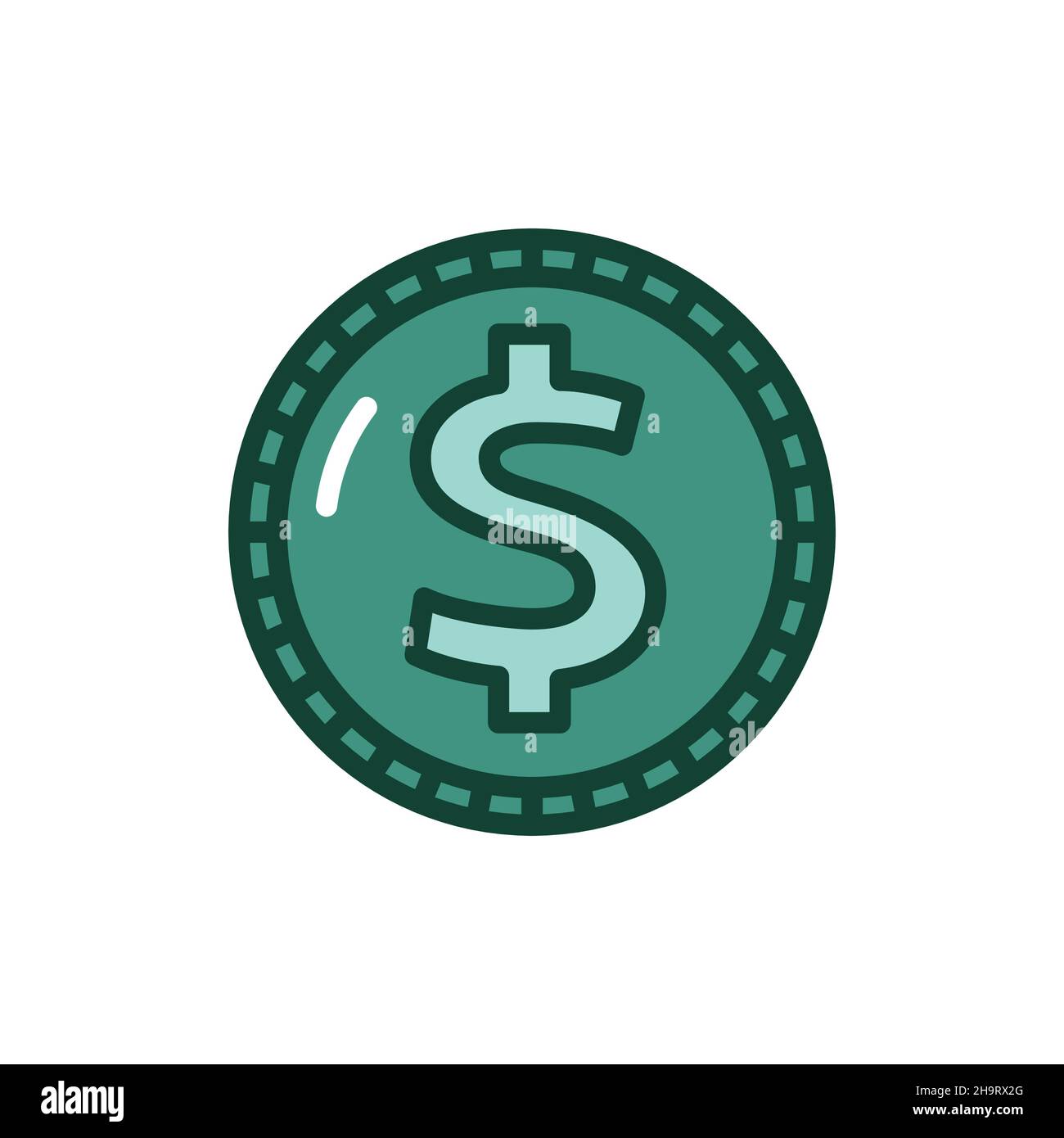 Coin color line icon. Isolated vector element. Outline pictogram for ...