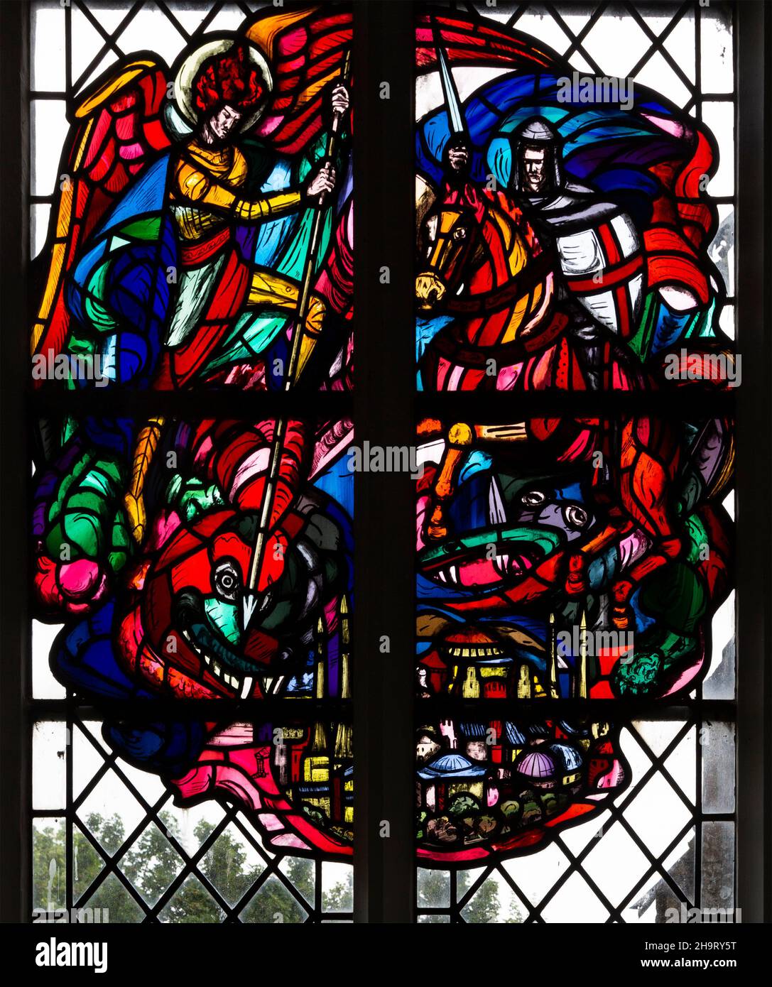 Stained glass window, Cockfield church, Suffolk, England, UK, St