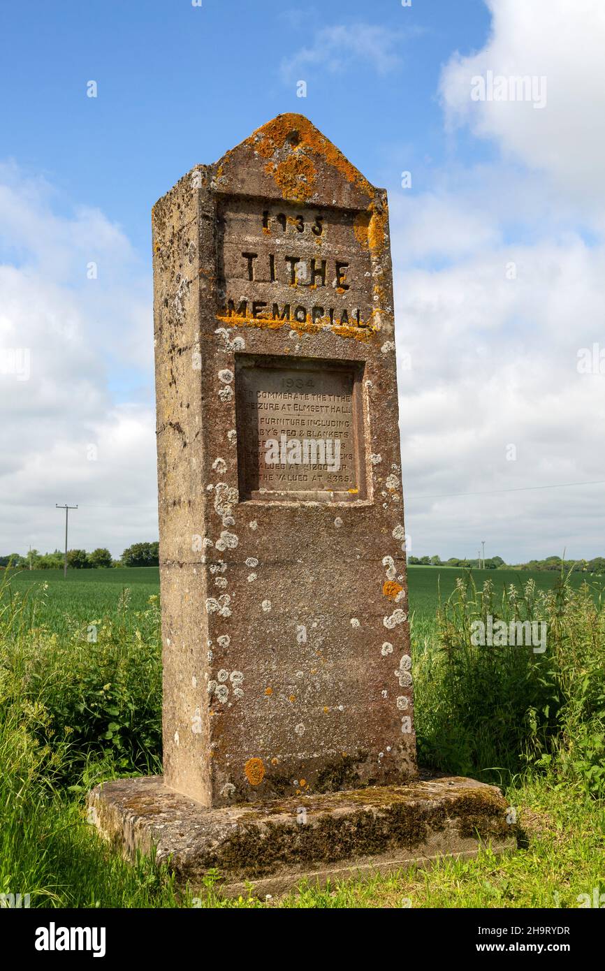 Tithe Memorial 1935 to commemorate 1934 seizure of farm property to pay