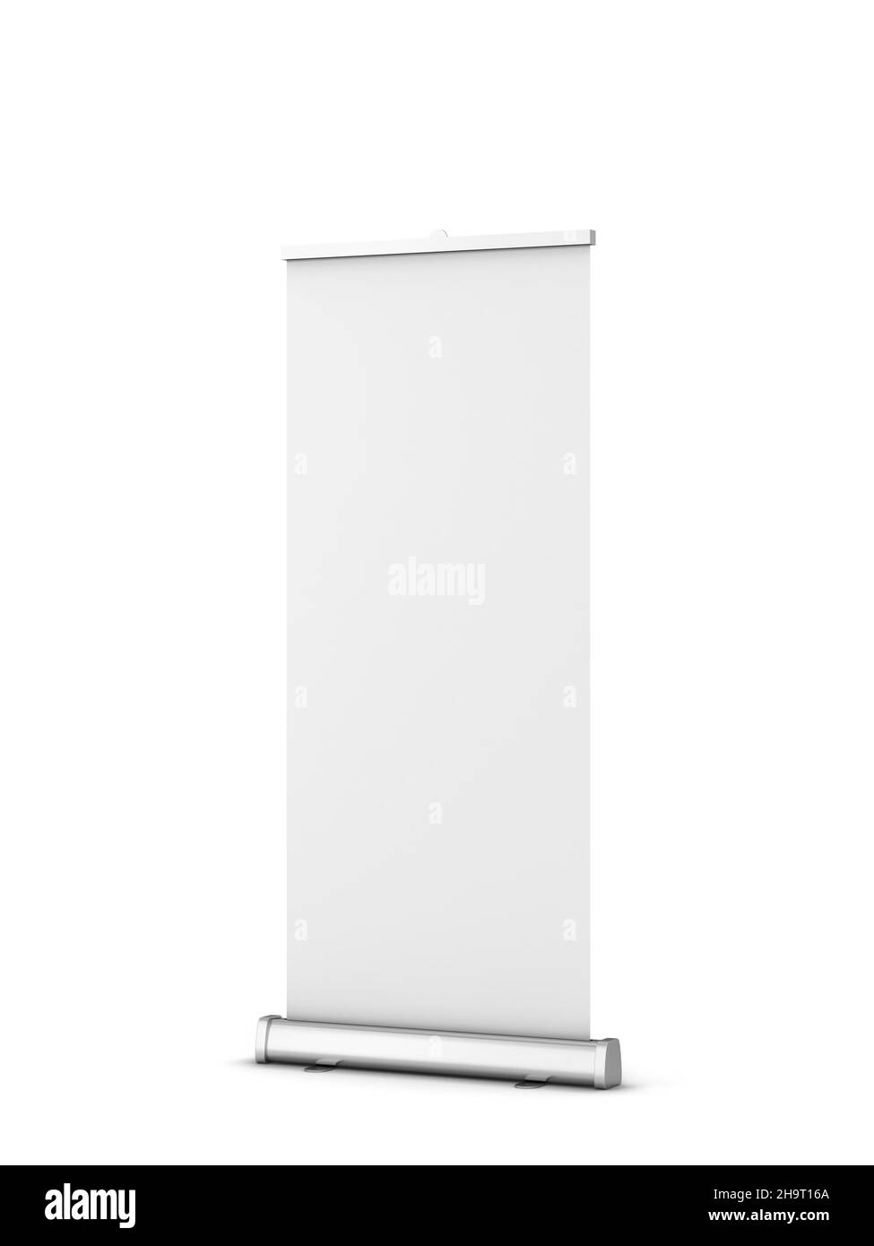 Blank rollup banner mockup. 3d illustration isolated on white background Stock Photo Alamy