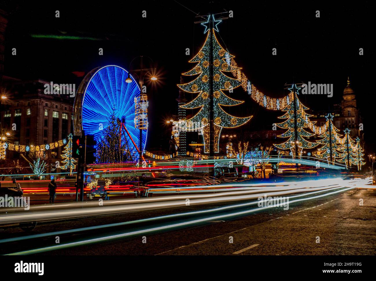 Christmas Lights Square Glasgow Stock Photo Alamy