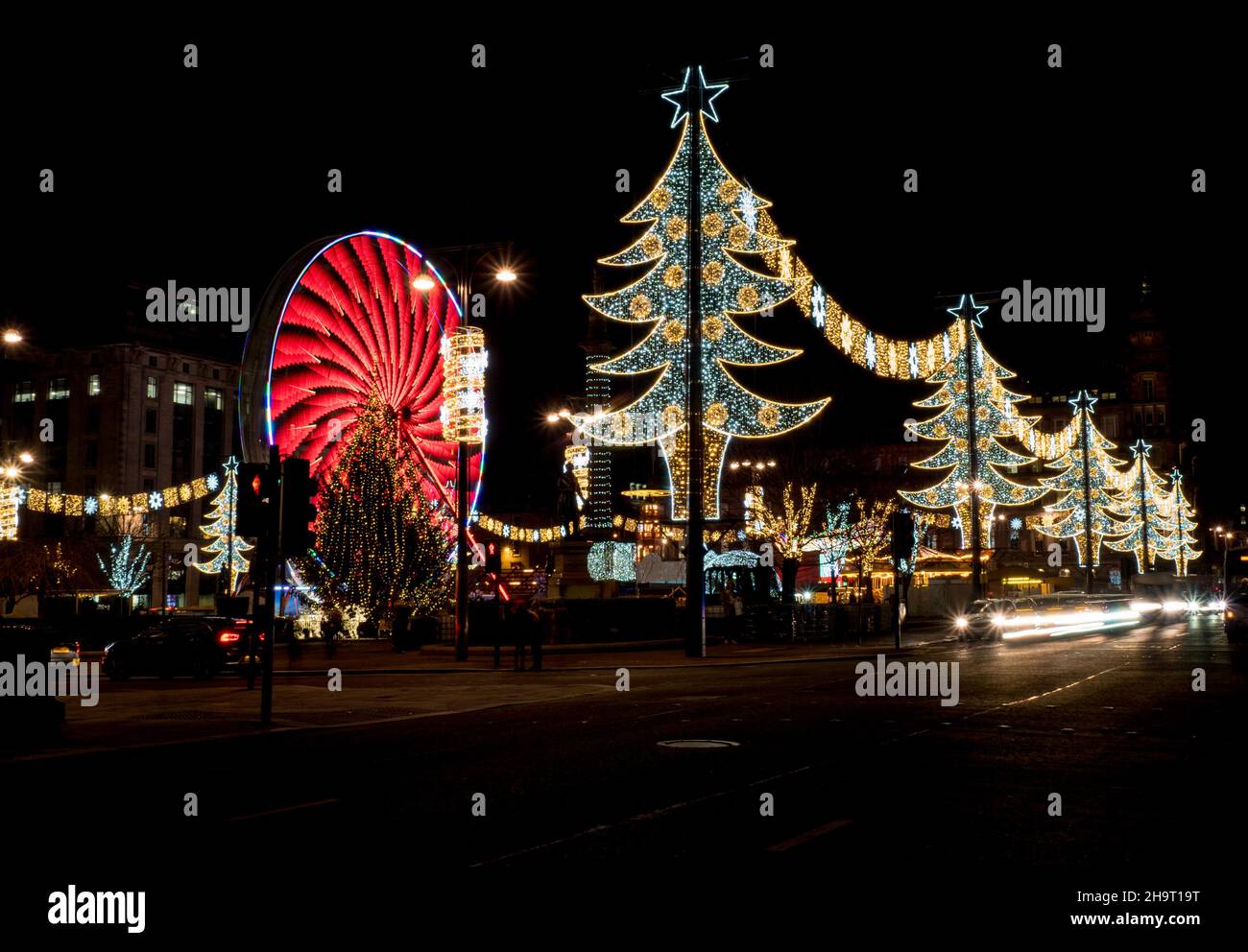 Christmas Lights Square Glasgow Stock Photo Alamy