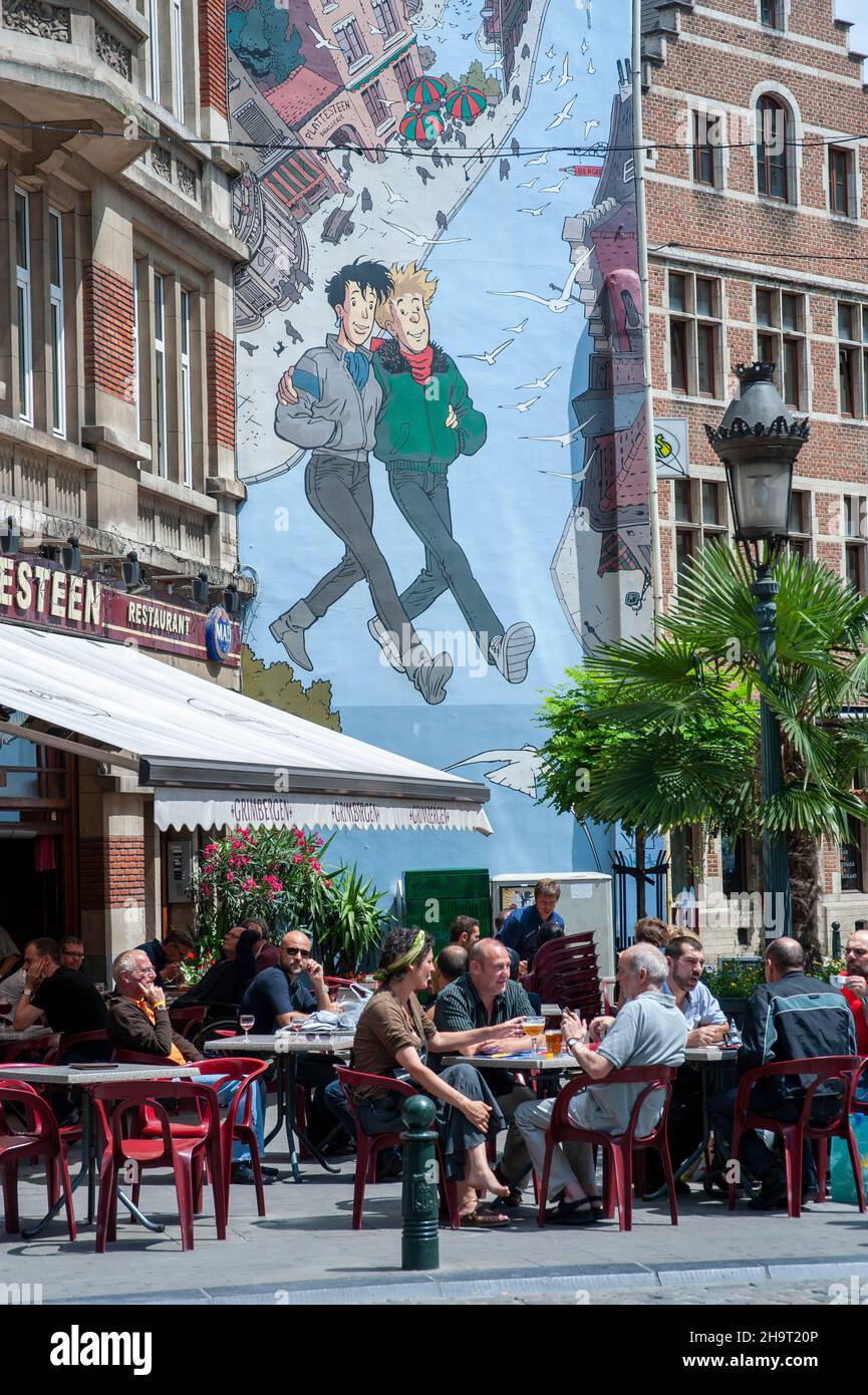 Brüssel, Comic Strip Route Stock Photo