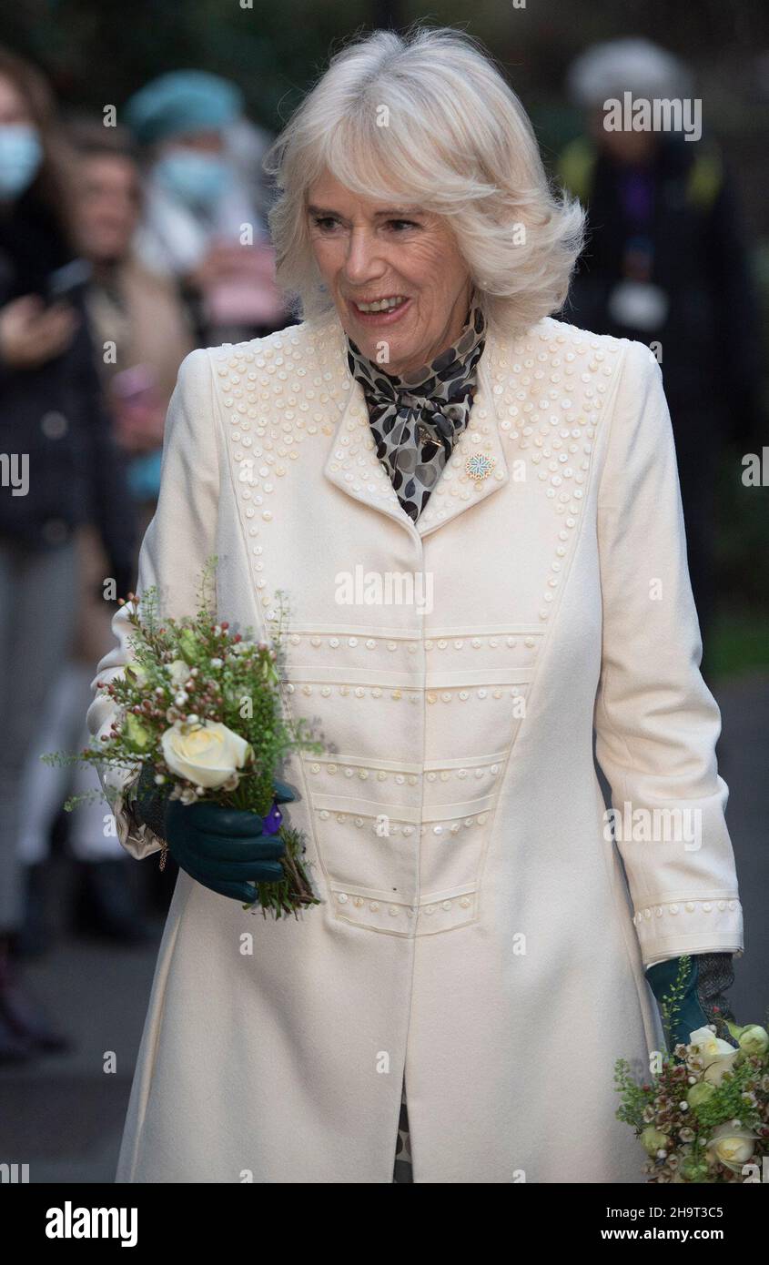 The Duchess of Cornwall visits the Royal Trinity Hospice in London, to switch on the Christmas lights and celebrate the hospice's 130th anniversary. Picture date: Wednesday December 8, 2021. Stock Photo