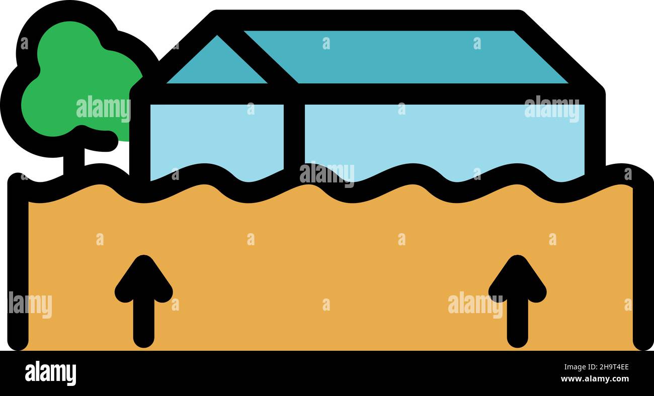 Water flood icon. Outline water flood vector icon color flat isolated ...
