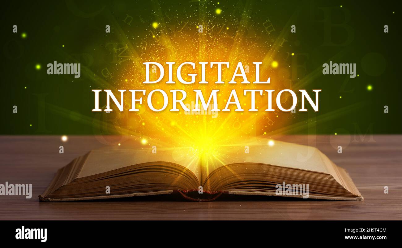 Educational inscription coming out from an open book Stock Photo - Alamy
