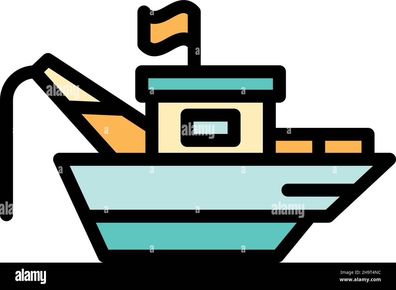 Ocean fishing ship icon. Outline ocean fishing ship vector icon color flat isolated Stock Vector
