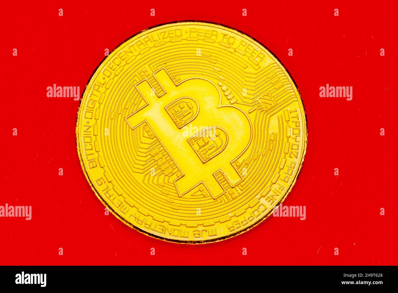 Bitcoin crytocurrencey coin. Stock Photo