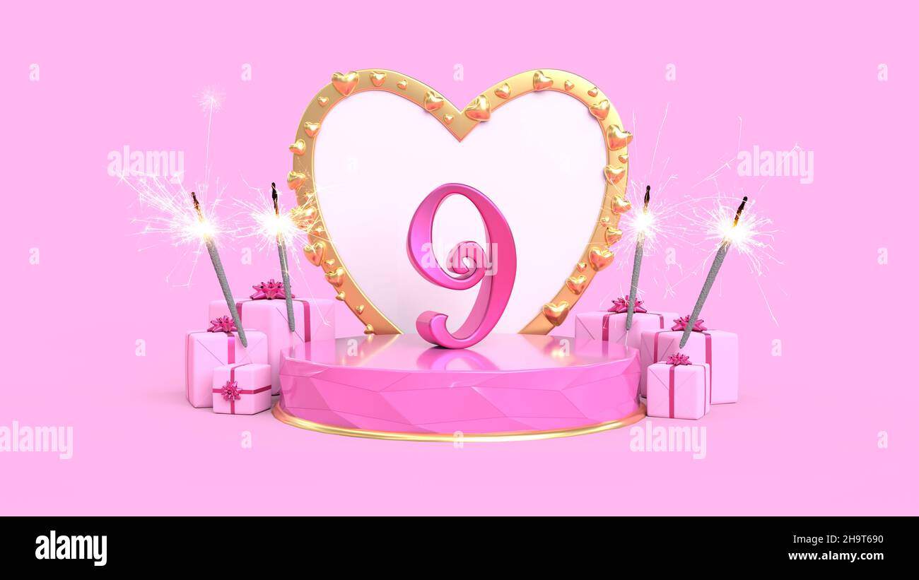 birthday-card-for-9-year-old-girl-3d-rendering-stock-photo-alamy