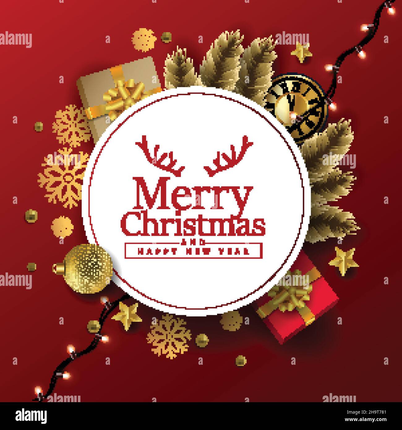 merry Christmas Elegant background with a round frame Stock Vector