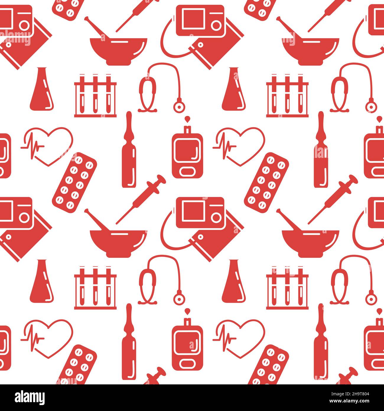 Medical Seamless pattern Vector illustration Cardiogram Tonometer