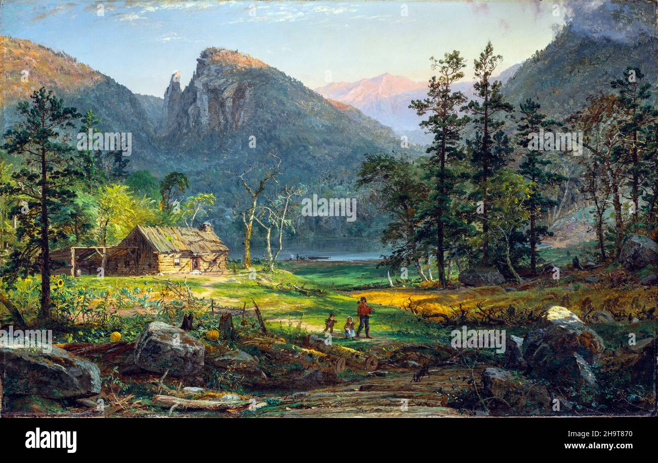 Pioneer's Home, Eagle Cliff, White Mountains by Jasper Francis Cropsey (1823-1900), oil on canvas, 1859 Stock Photo