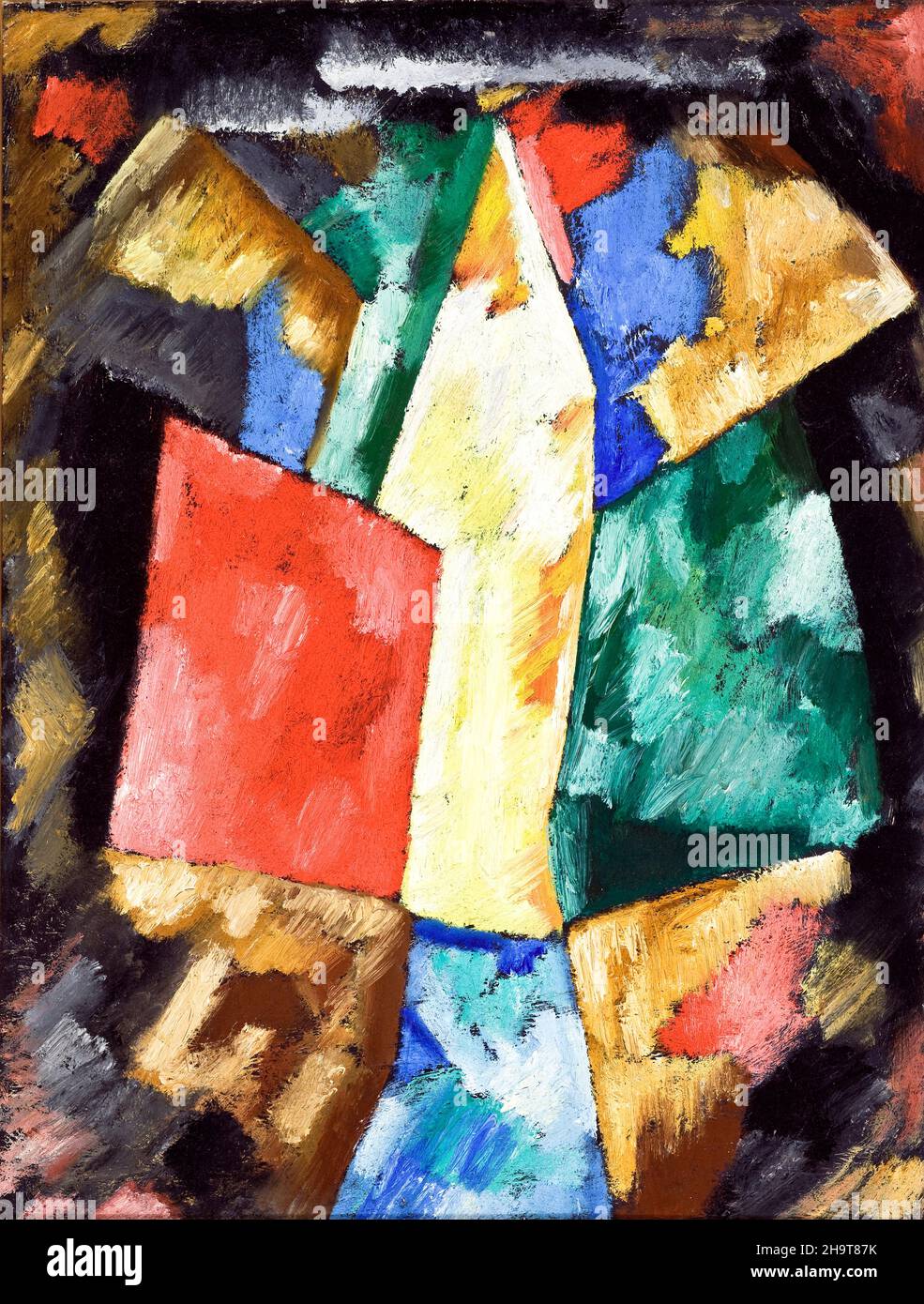 Abstraction: Blue, Yellow and Green by the American Modernist painter, Marsden Hartley (1877-1943), oil on canvas, c. 1913 Stock Photo
