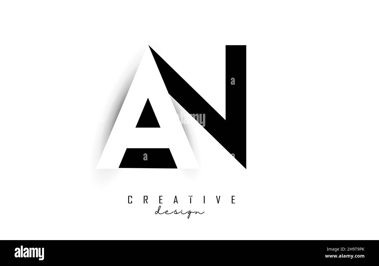 Letters AN Logo with black and white negative space design. Letters A ...