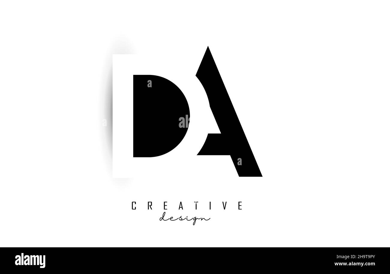 Letters AD Logo with black and white negative space design. Letters A ...