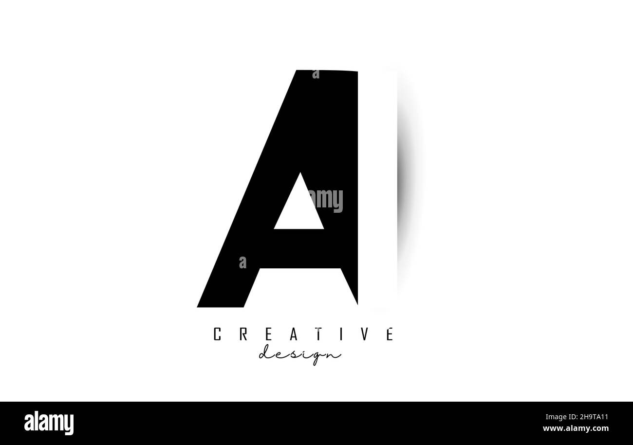 Letters AI Logo with black and white negative space design. Letters A