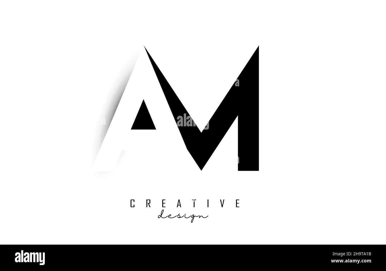 Letters AM Logo with black and white negative space design. Letters A ...
