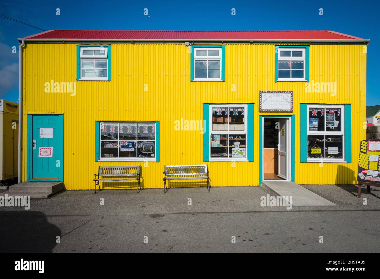 The colourful local shop in Port Stanley, The Falkland Islands Stock Photo Alamy