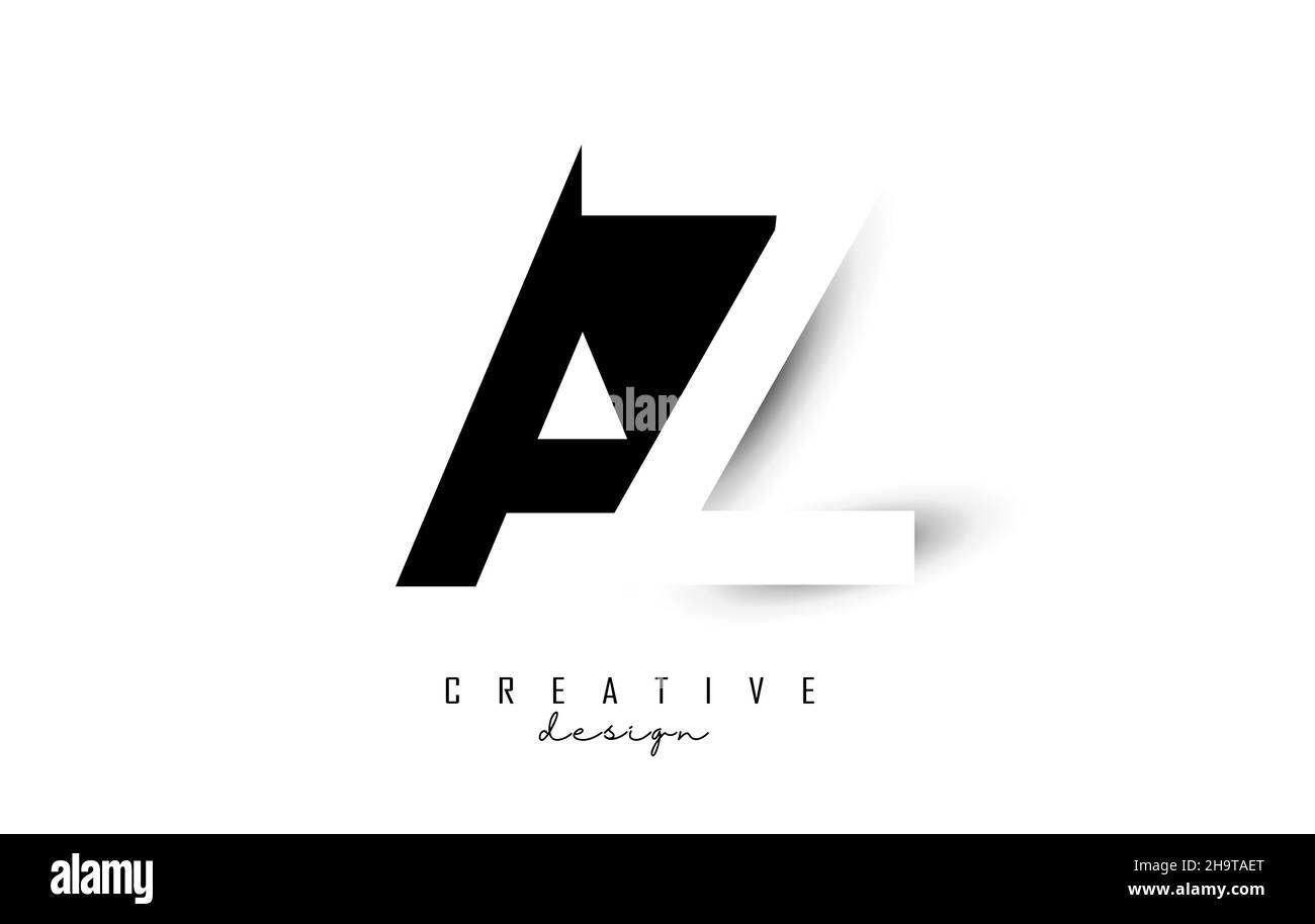 Letters AZ Logo with black and white negative space design. Letters A ...