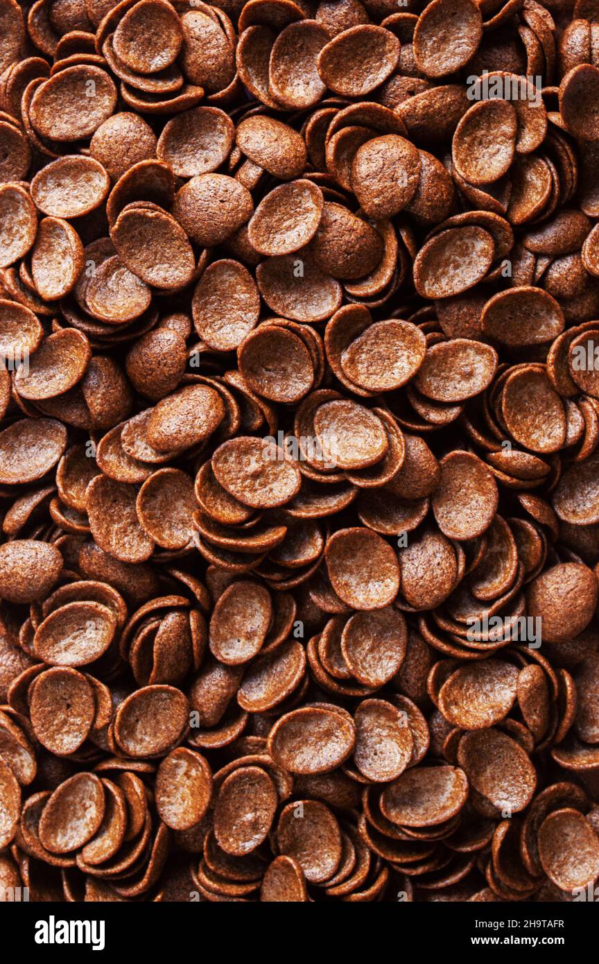 Chocolate dry breakfast, vertical background Stock Photo