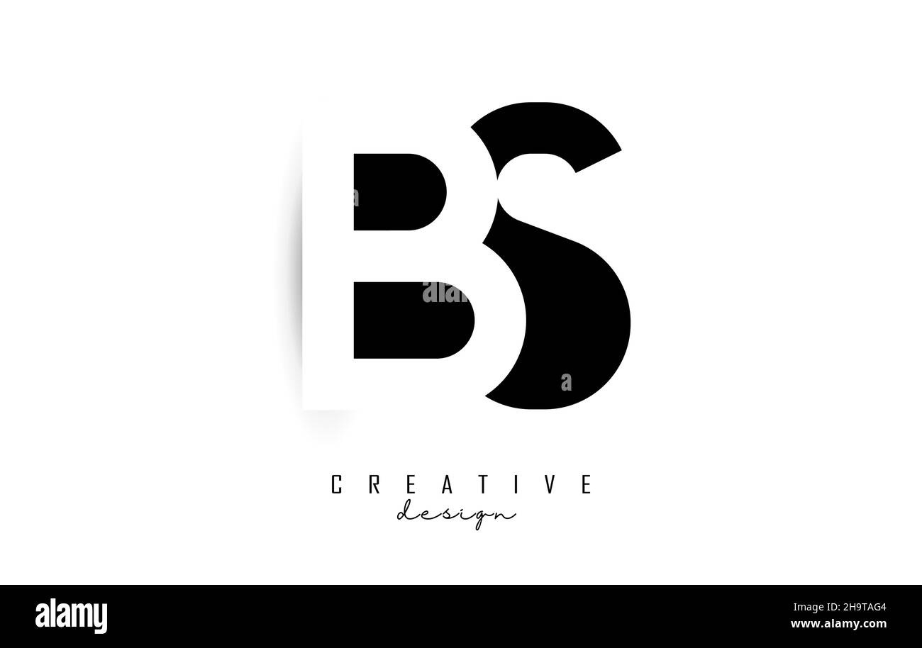 Letters BS Logo with black and white negative space design. Letters B