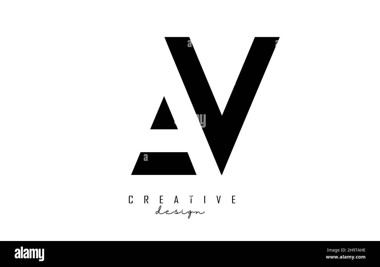 Letters AV Logo with black and white negative space design. Letters A and V with geometric typography. Creative Vector Illustration with letters. Stock Vector