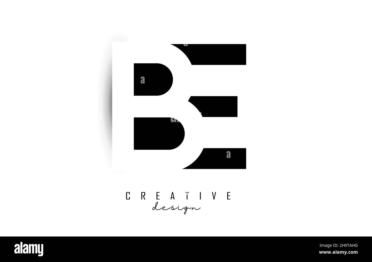 Letters Be Logo with black and white negative space design. Letters B