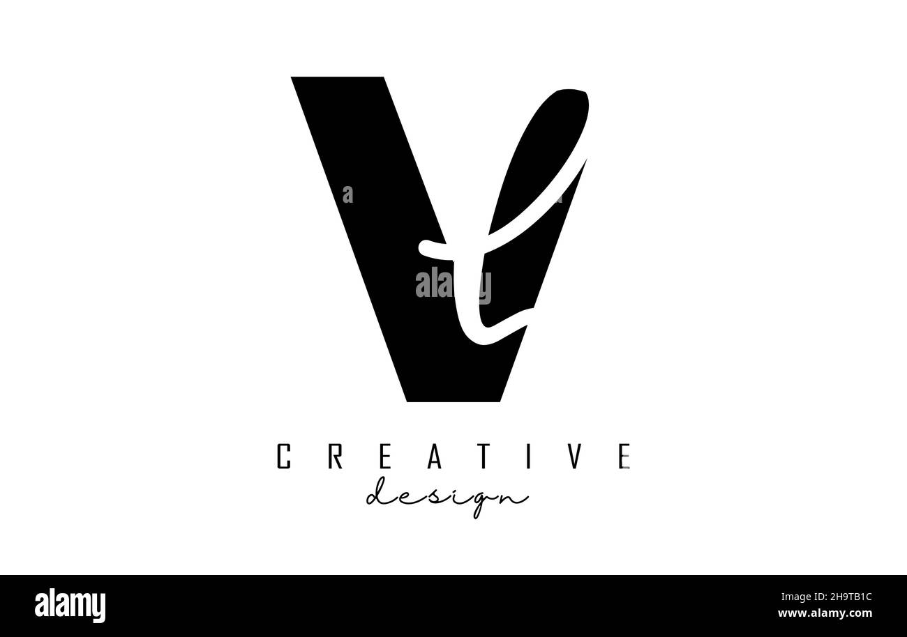 Letters V and L Logo with a minimalist design. Abstract letters V and L