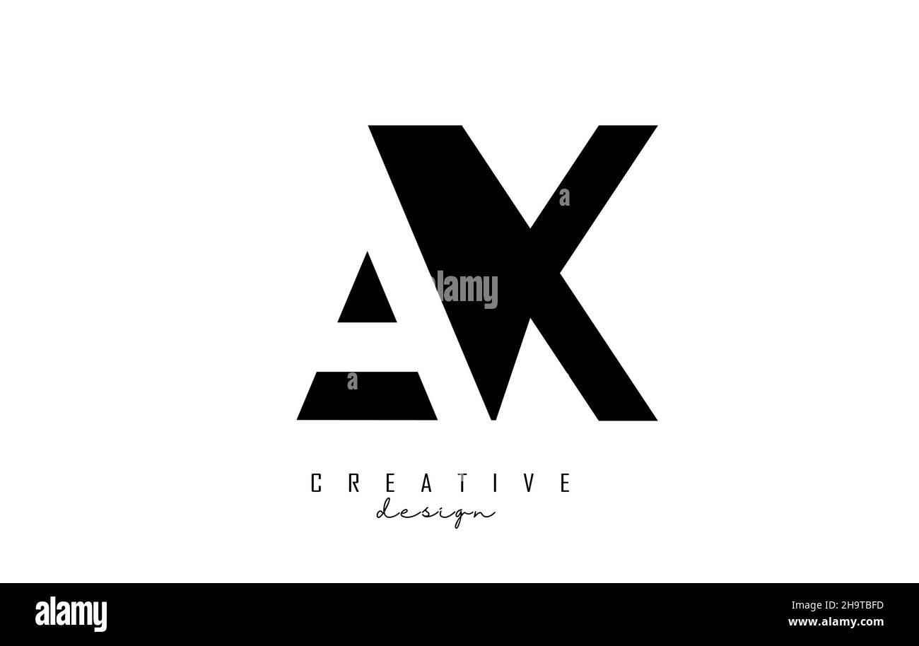 Letters AX Logo with black and white negative space design. Letters A and X with geometric typography. Creative Vector Illustration with letters. Stock Vector