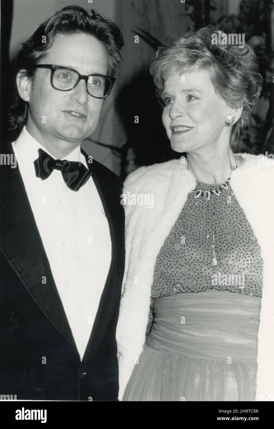 Los Angeles Caa Library Michael Douglas And Mother Diana Douglas At Event Circa 1988 Ref