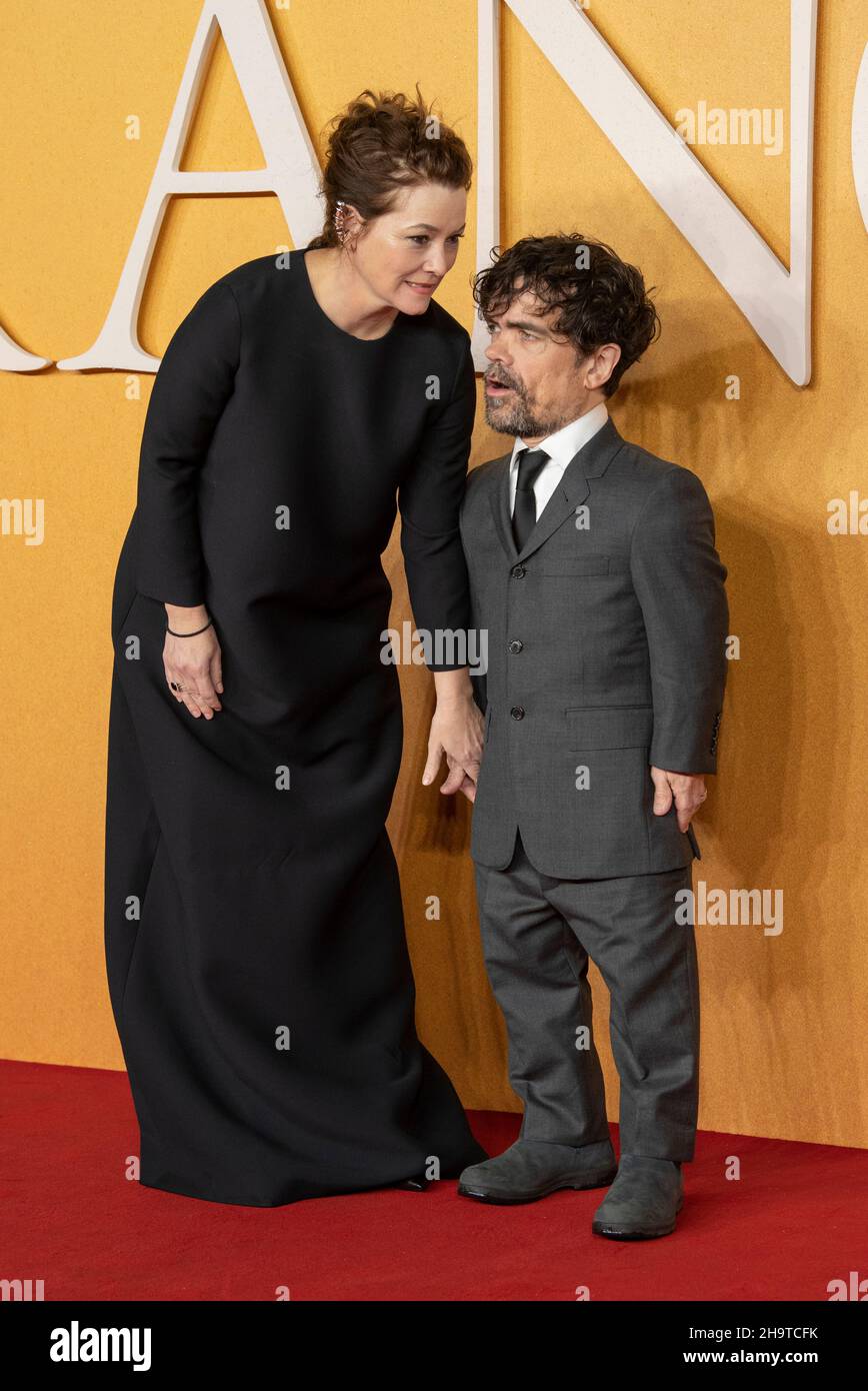 LONDON, ENGLAND - 07 DEC 2021: Peter Dinklage and Erica Schmidt attend the UK Premiere of 'Cyrano' at Odeon Luxe Leicester Square on December 7, 2021 Stock Photo
