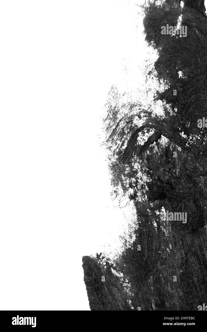 Black brush strokes on white paper isolated Stock Photo - Alamy